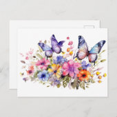 Carte Postale Motif de fleurs de papillon (Devant / Derrière)