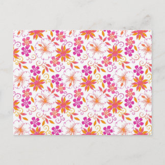 Carte Postale Motif de fleurs tropicales rose et orange
