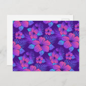 Carte Postale Motif de fleurs tropicales violettes (Devant / Derrière)