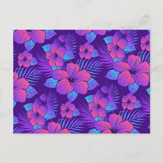 Carte Postale Motif de fleurs tropicales violettes (Devant)