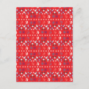 Carte Postale Motif de flocon de neige de vacances de Noël rouge