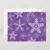 Carte Postale Motif de flocon de neige violet et blanc (Devant / Derrière)