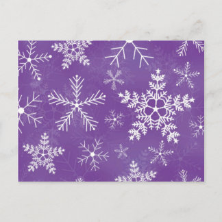 Carte Postale Motif de flocon de neige violet et blanc