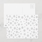 Carte Postale Motif de flocons de neige sur blanc (Devant / Derrière)