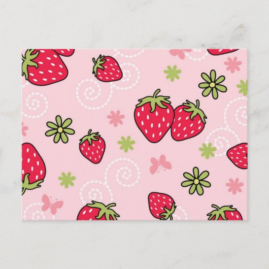 Carte Postale Motif de fraises (Devant)
