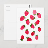 Carte Postale Motif de fraises d'aquarelle (Devant / Derrière)