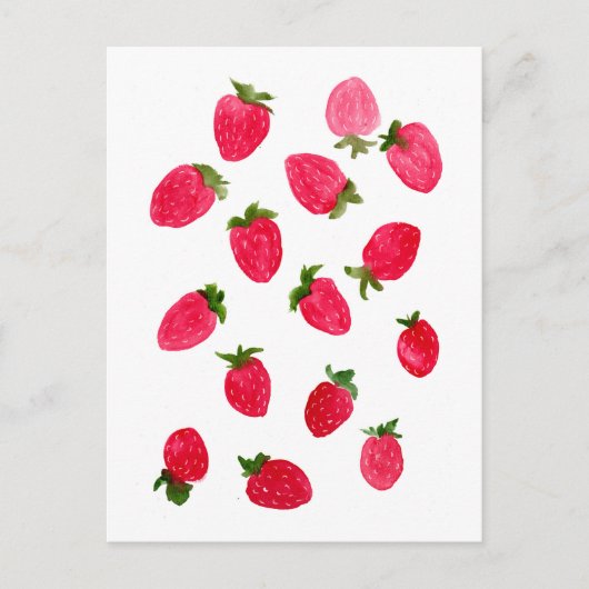 Carte Postale Motif de fraises d'aquarelle (Devant)