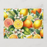 Motif de fruits d'agrumes à l'aquarelle