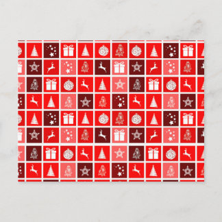 Carte Postale Motif de grille de Noël rouge moderne minimaliste