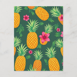 Carte Postale Motif de Hibiscus à l'Ananas Tropical