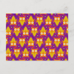 Carte Postale Motif de hibou bleu et orange