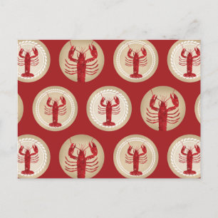Carte Postale Motif de homard rouge - Océan marin Nautique
