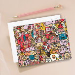 Carte Postale Motif de jeton de personnage de dessin<br><div class="desc">Carte Postale Motif de personnage de dessin mains dessinées. Motif coloré avec différents personnages amusants et amusants dessinés à la main. Idéal pour les enfants et les adolescents.</div>