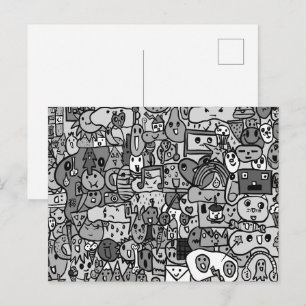 Carte Postale Motif de jeton de personnage de dessin