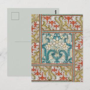 Carte Postale Motif de jonquille Art nouveau vintage Verneuil