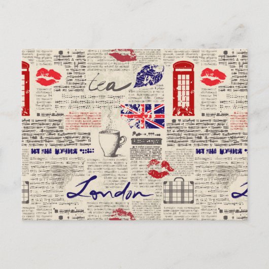 Carte Postale Motif de journal londonien (Devant)
