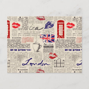 Carte Postale Motif de journal londonien