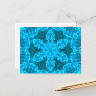 Carte Postale Motif de kaléidoscope bleu glace givrée