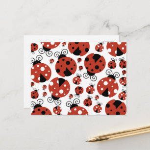 Carte Postale Motif De Ladybugs, Mignons Ladybugs, Red Ladybugs