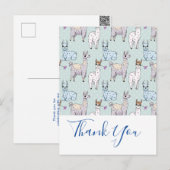 Carte Postale Motif de lama mignon sur des points de remerciemen (Devant / Derrière)