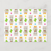 Carte Postale Motif de lamas, Lamas mignons, Alpagas, Cactus (Devant)