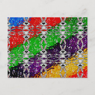 Carte Postale Motif de lapin coloré sauvage