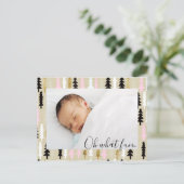 Carte postale Motif de l'arbre de Noël rose et or (Debout devant)