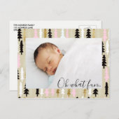 Carte postale Motif de l'arbre de Noël rose et or (Devant / Derrière)