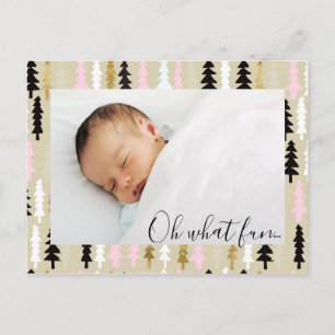 Carte postale Motif de l'arbre de Noël rose et or