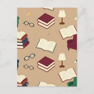 Carte Postale Motif de livres de coin de lecture cosy