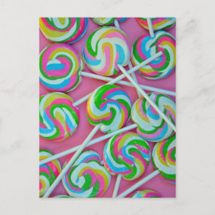 Carte Postale Motif de lollipops colorés