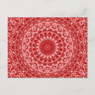 Carte Postale Motif de mandala ornemental rouge et blanc