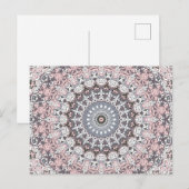 Carte Postale Motif de mandala rose gris et blanc (Devant / Derrière)