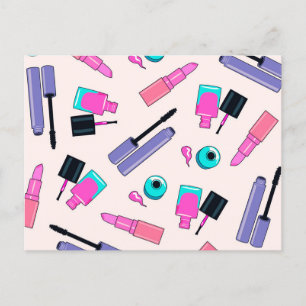 Carte Postale Motif de maquillage rose et violet