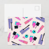 Carte Postale Motif de maquillage rose et violet (Devant / Derrière)