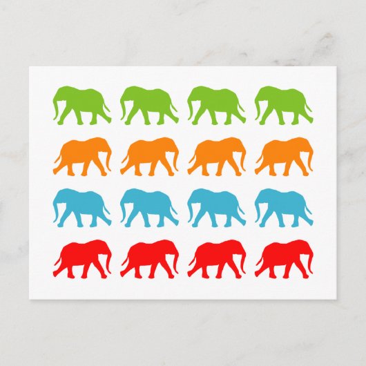 Carte Postale Motif de marche des éléphants (Devant)