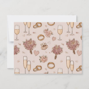 Carte Postale Motif de mariage romantique sans couture