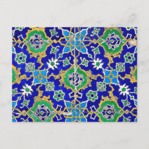 Carte Postale Motif de mosaïque décorative bleue