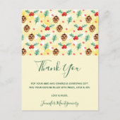 Carte Postale Motif de Noël aux pommes de pin et au houx (Devant)