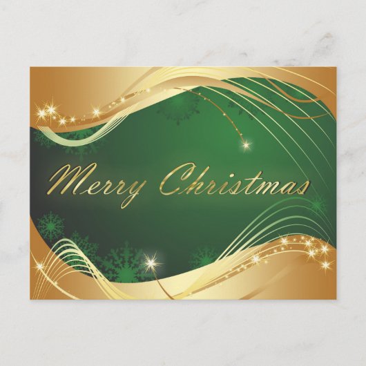 Carte Postale Motif de Noël doré avec fond vert (Devant)