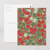 Carte Postale Motif de Noël Poinsettia (Devant / Derrière)