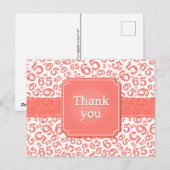 Carte Postale Motif de numéro 65 Merci Corail/Blanc (Devant / Derrière)