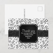 Carte Postale Motif de numéro pour 70e anniversaire noir et blan (Devant / Derrière)