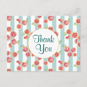 Carte Postale Motif de pamplemousse rose sur Merci de rayures ve