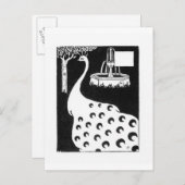 Carte Postale Motif de paon, de "d'Arthur de Le Morte" (litho) (Devant / Derrière)