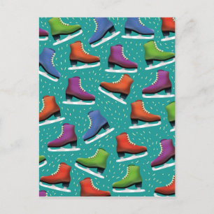 Carte Postale Motif de patinage sur glace