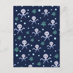 Carte Postale Motif de Pieuvre Mignonne