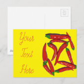 Carte Postale Motif de piments rouges chauds (Devant / Derrière)