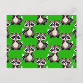 Carte Postale Motif de Raton Laveur Vert  (Dos)