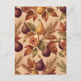 Carte Postale Motif de récolte d'automne vintage avec des figues